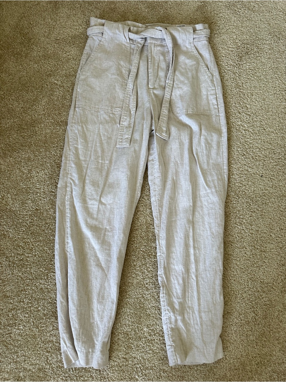 Banana Republic Utility Linen Blend High Rise Slim Tie Waist Pants